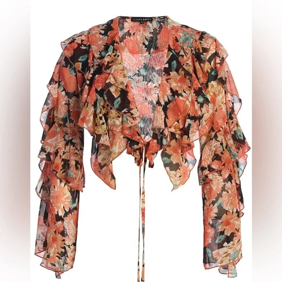 JLUXLABEL Pink Floral Ruffle Blouse - Picture 5 of 6